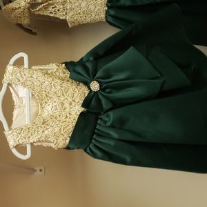 Gold & Green Toddler Holiday Dress